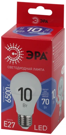 Лампочка светодиодная E27 10W ЭРА LED A60-10W-865-E27 R