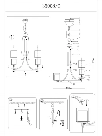 Подвесная люстра Newport 35000 35008/C (220V, на цепи)