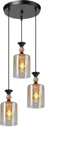 Подвесной светильник Мелодия Света Scandi PS8717-3 BK+Wood 000060440
