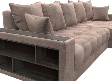 Диван угловой с декором и полкой Лига-050 НПБ Лига Диванов (Велюр) арт.128608