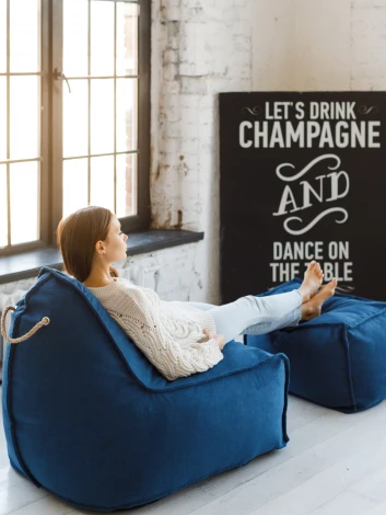 Кресло Dreambag Манхеттен Синее с Пуфом 1423403