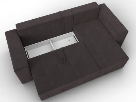 Диван угловой Лига-076 угол универсальный (ДСП/Пластик/Велюр/Коричневый) Лига Диванов 129844