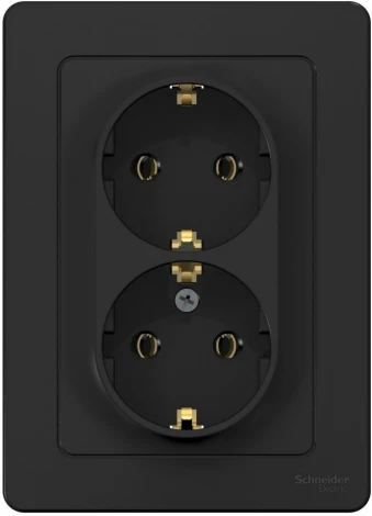 Розетка встраиваемая двойная с заземлением (антрацит) Systeme Electric Blanca BLNRS001026