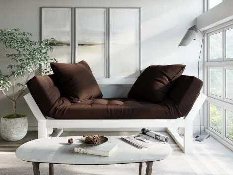 Кушетка Arsko Амбер белая эмаль шоколадный велюр