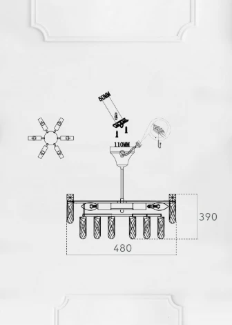 Потолочная люстра на штанге Lumien Hall Kristin LH0066/6C-FGD-CL