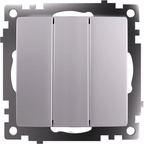 Выключатель трехклавишный (серебро) Stekker Катрин 49173