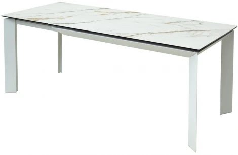 Стол CREMONA 180 KL-188 Контрастный мрамор матовый, итальянская керамика/ белый каркас М-City