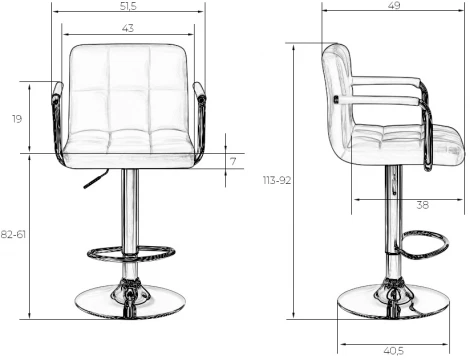 Стул барный DOBRIN KRUGER ARM BLACK (черный) 5011_BlackBase-LM BLACK, цвет сиденья черный, основания черный