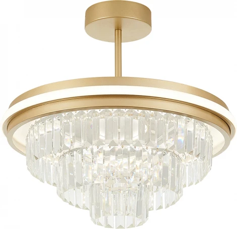 Потолочная люстра на штанге Natali Kovaltseva Crystal LED LAMPS 81115/3C с пультом ДУ, моб. приложением 140W, золото, LED