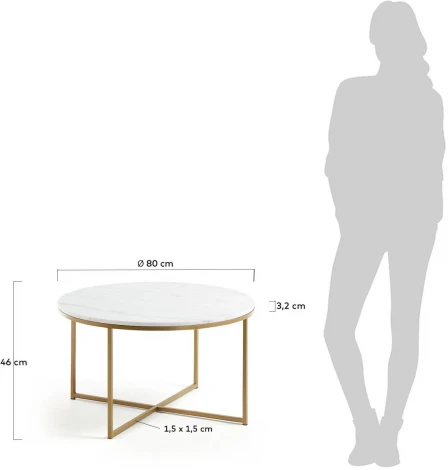 Журнальный стол La Forma (ex Julia Grup) Sheffield (Белый,Золотой/ Металл,Мрамор,Сталь)