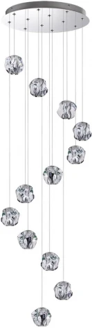 Потолочная каскадная люстра Odeon Light Jemstone 5084/60L хром/прозрачный/металл/акрил LED 60W 4000K 3000Лм (220V, на проводе)
