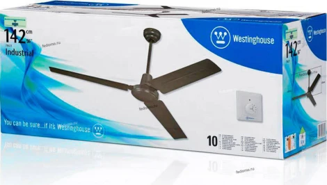 Вентилятор потолочный с настенным регулятором Westinghouse Industrial Espresso, 3 лопасти, коричневый