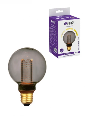 Лампочка светодиодная диммируемая прозрачный/серый шар E27 4,5W Hiper Vein HL-2223