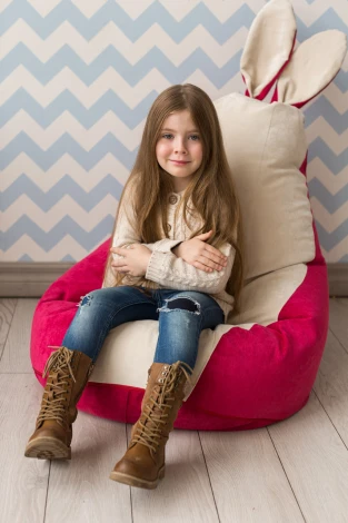 Кресло мешок Dreambag Зайчик Крем-Малина (Классический) 19187