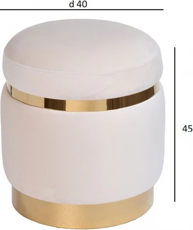 Пуф велюр кремовый d40*45см Garda Decor арт.102AN-PUF-1913-KRE