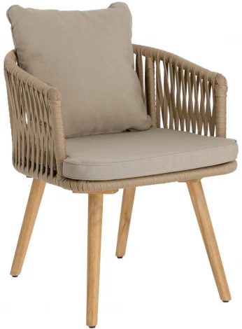 Стул уличный La Forma (ex Julia Grup) Hemilce (Бежевый,Серый/ Алюминий,Веревка,Пена,Полиэтилен,Акация)