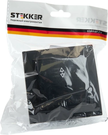 Переключатель одноклавишный (черный) Stekker Эрна 39619