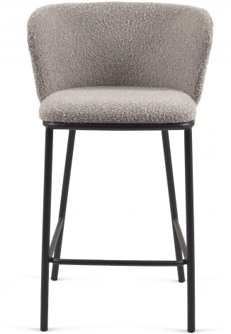 Полубарный стул Ciselia из серой ткани букле и черного металла 65 см La Forma (ex Julia Grup) арт.160256