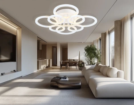 Потолочная люстра светодиодная на штанге с пультом Ambrella ACRYLICA FA8945 (регулировка яркости, 220V, кольцо)