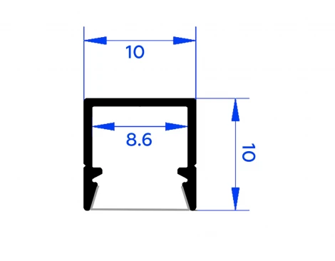Алюминиевый профиль накладной 10*10 для светодиодной ленты до 8мм Ambrella Alum Profile GP1650AL