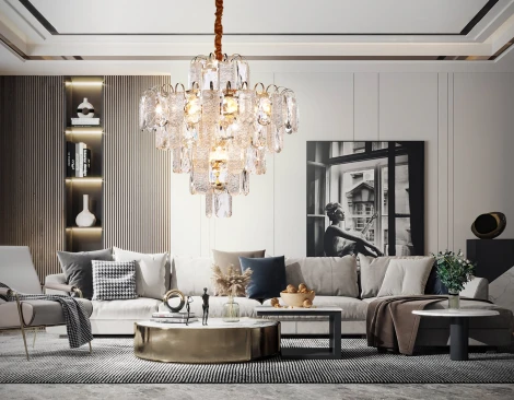 Подвесная люстра каскадная Ambrella TRADITIONAL TR5233 (220V, хрусталь, на цепи)