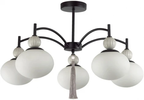 Потолочная люстра на штанге Lumion Gloriya 8273/5C черный, серый/белый металл, керамика/стекло Е14 5*40W 220V (шарики)