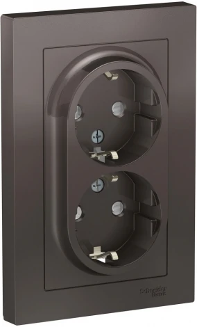 Розетка встраиваемая двойная с заземлением (мокко) Systeme Electric AtlasDesign ATN000626