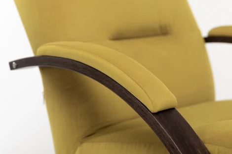 Кресло-качалка Leset Милано (Фанера,Березовый шпон,Металл,Велюр/Желтый) арт.2500000065514