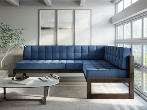 Диван Arsko угловой Сега У венге велюр синий