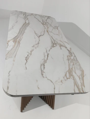 Стол МАНХЭТТЕН 200 цвет СВЕТЛЫЙ БЕЖ ( DRAC COLD XLIM), керамика / Орех Карни натуральный M-City 64767