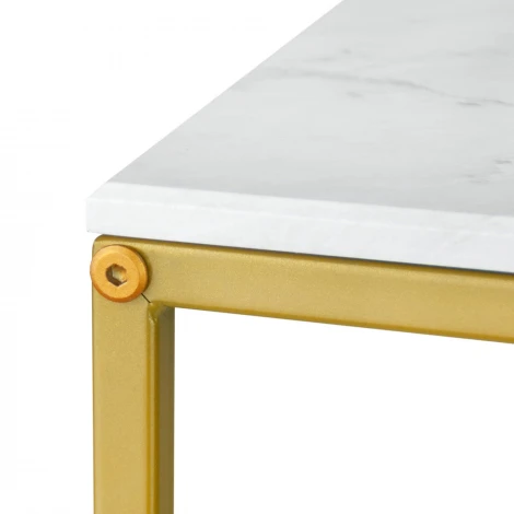 Стол журнальный МеталлАрт М002 белый мрамор/золото Mebelik 009486