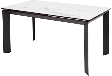Стол CREMONA 140 MATTE STATUARIO Белый мрамор матовый, керамика/ черный каркас М-City