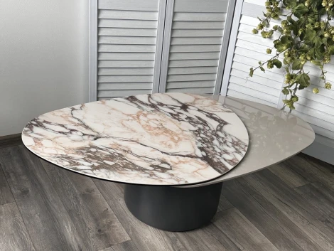 Стол кофейный NIKLAS TL-312 испанская керамика, стекло / МДФ окраш. /темно-серый МДФ каркас ®DISAUR (арт.626M05805)