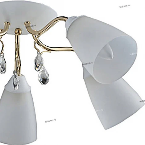 Люстра потолочная Toscom Tori, 5 плафонов, белый с золотом и прозрачным