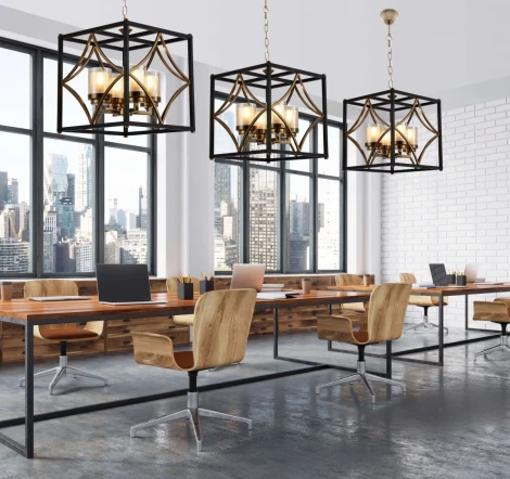 Подвесная люстра Lumina Deco Quadrato Duo LDP 1223-4 BK+MD