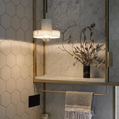 Подвесной светильник Stone Pendant White ImperiumLoft Marble01 (101775-26) (220V, на проводе, круглые)