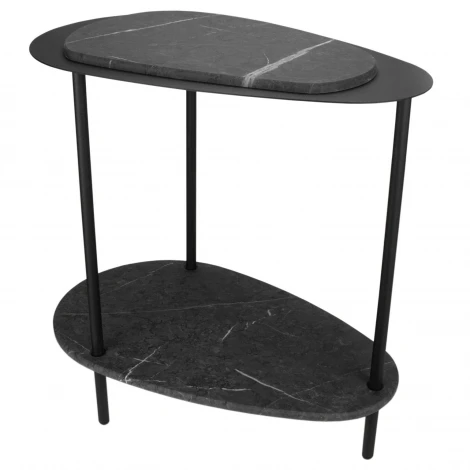 Стол журнальный МеталлАрт М036 черный мрамор/черный Mebelik 009500