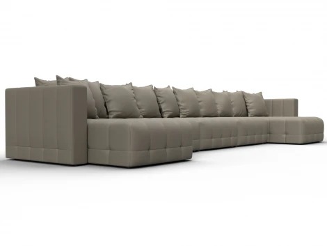 Диван П-образный Лига-052 НПБ МегаЛонг (ЛДСП,Брус,Фанера/Пластик/Экокожа/Бежевый) Лига Диванов 129922