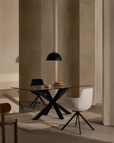 Поворотное рабочее кресло Tissiana из бежевой синели и матового черного алюминия La Forma (ex Julia Grup) арт.175090