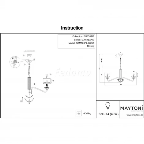 Подвесная люстра Maytoni Maryland ARM526PL-08GR