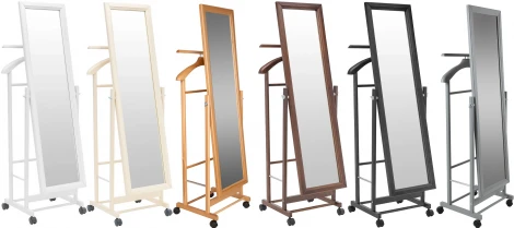 Вешалка костюмная с зеркалом на колесах В 24Н слоновая кость от фабрики Mebelik