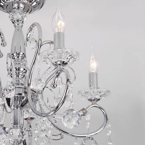 Подвесная люстра Eurosvet Collana 10096/5 хром/прозрачный хрусталь Strotskis