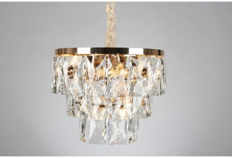 Подвесная люстра ярусная Omnilux 729 OML-72903-09 (220V, хрусталь, на цепи, круглые)