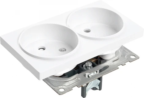 Розетка двойная без заземления со шторками (белый) Stekker Катрин 39573