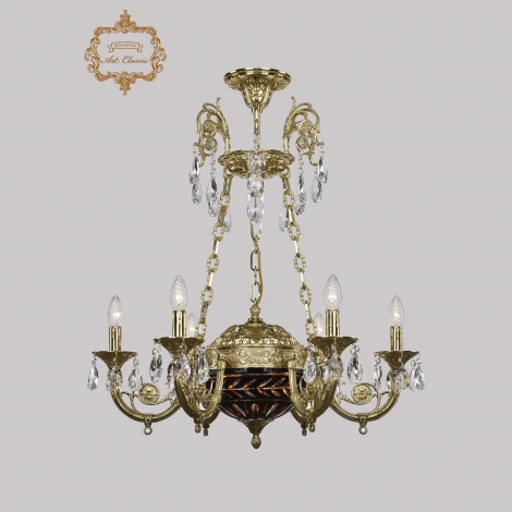 Подвесная люстра с хрустальными подвесками Art Classic 31.44 31.44.6.KR175SP.250IT.G.Sp.Amber.Blue.1D