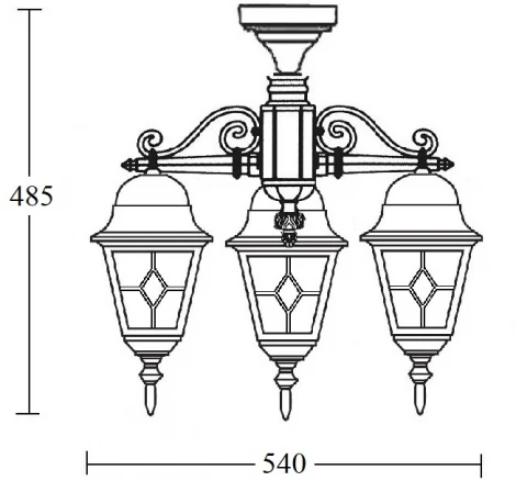 Потолочный светильник уличный Oasis Light QUADRO M lead GLASS 79970MAlgW/3 Bl (220V, IP44)