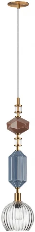 Подвесной светильник Odeon Light Terra 5414/1D античная бронза/синий/коричнев/стекло/керамика E14 1*40W (220V, на проводе, круглые)