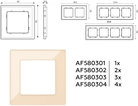 Рамка Ambrella Volt ALFA Arctic (Бежевый Стекло органическое) 1-ая AF580301
