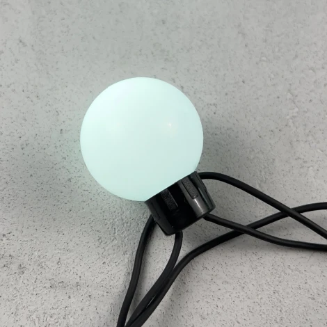 Гирлянда «Шарики» 5м белая 220В, 20 LED, провод черный каучук, IP65 Laitcom HB20-1-2W