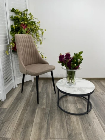 Обеденный стул M-City Руссо Premier 09 Серо-коричневый, велюр / черный каркас